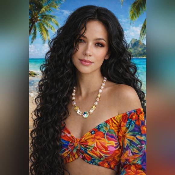 TESOROZ DEL RAY Jewelry - Elegant ARTISAN GENUINE FRESHWATER & SWAVORSKI RAVOLI NECKLACE
